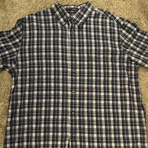 St. Johns Bay Short-sleeve Shirt Mens Large Madras  Plaid Cotton Button Front